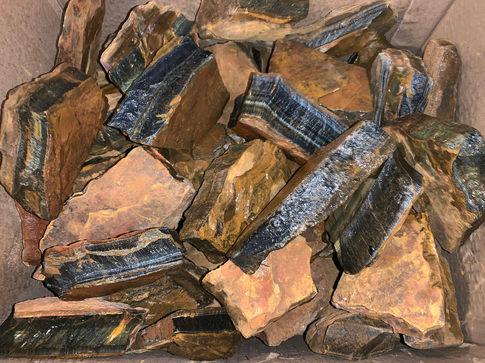 LARGE BLUE Tiger Eye Rough – 5,000 Carat Lot + a FREE Faceted Gemstone (V. RARE)