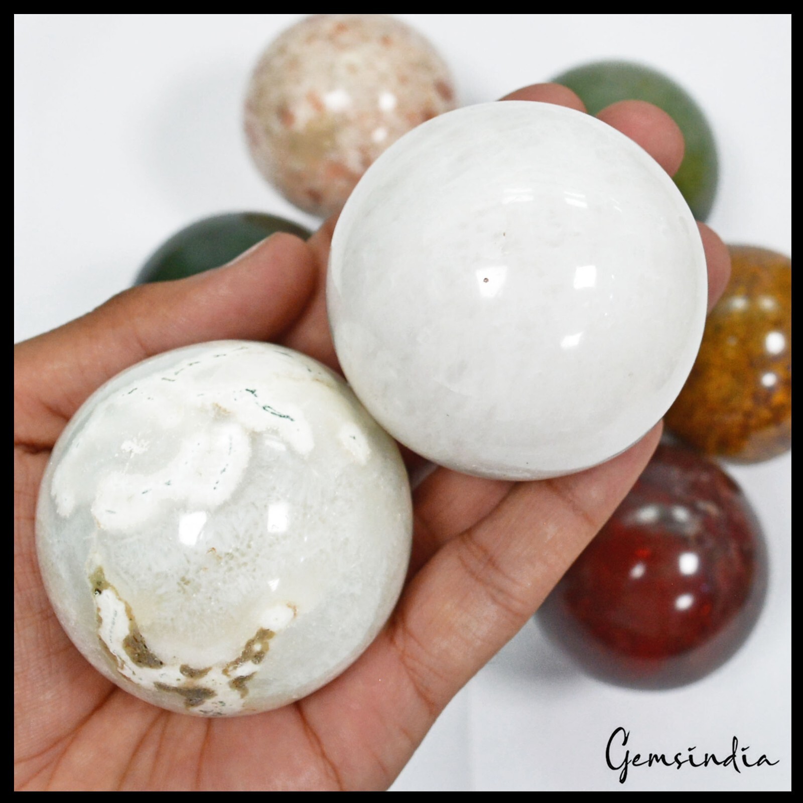 8900 Ct Natural Untreated Multi Gems Healing Crystal Mineral Sphere Gems W Stand