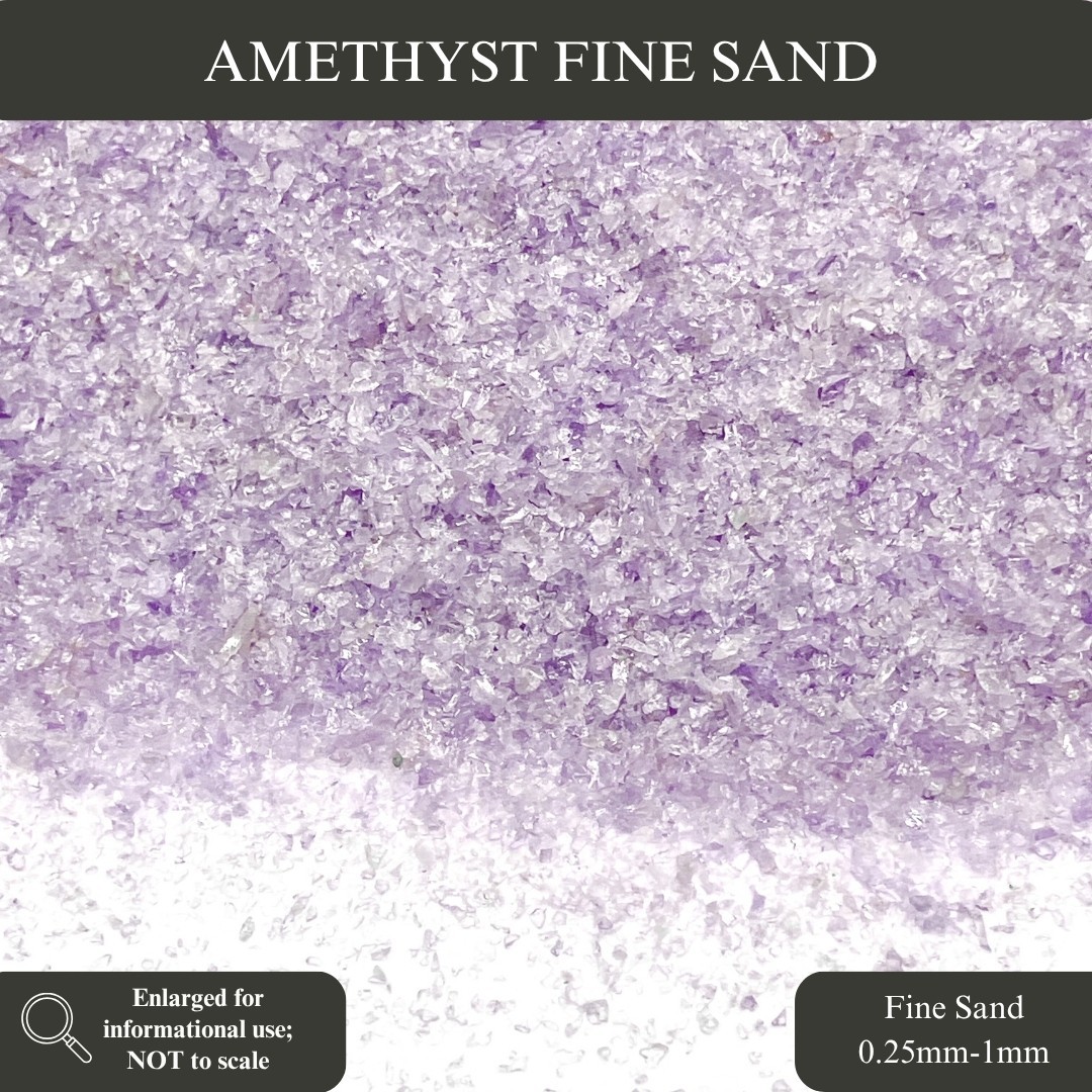 Crushed Amethyst (Grade A) Sand, 3 Sand Sizes for Inlay, Memorial Jewelry, Resin