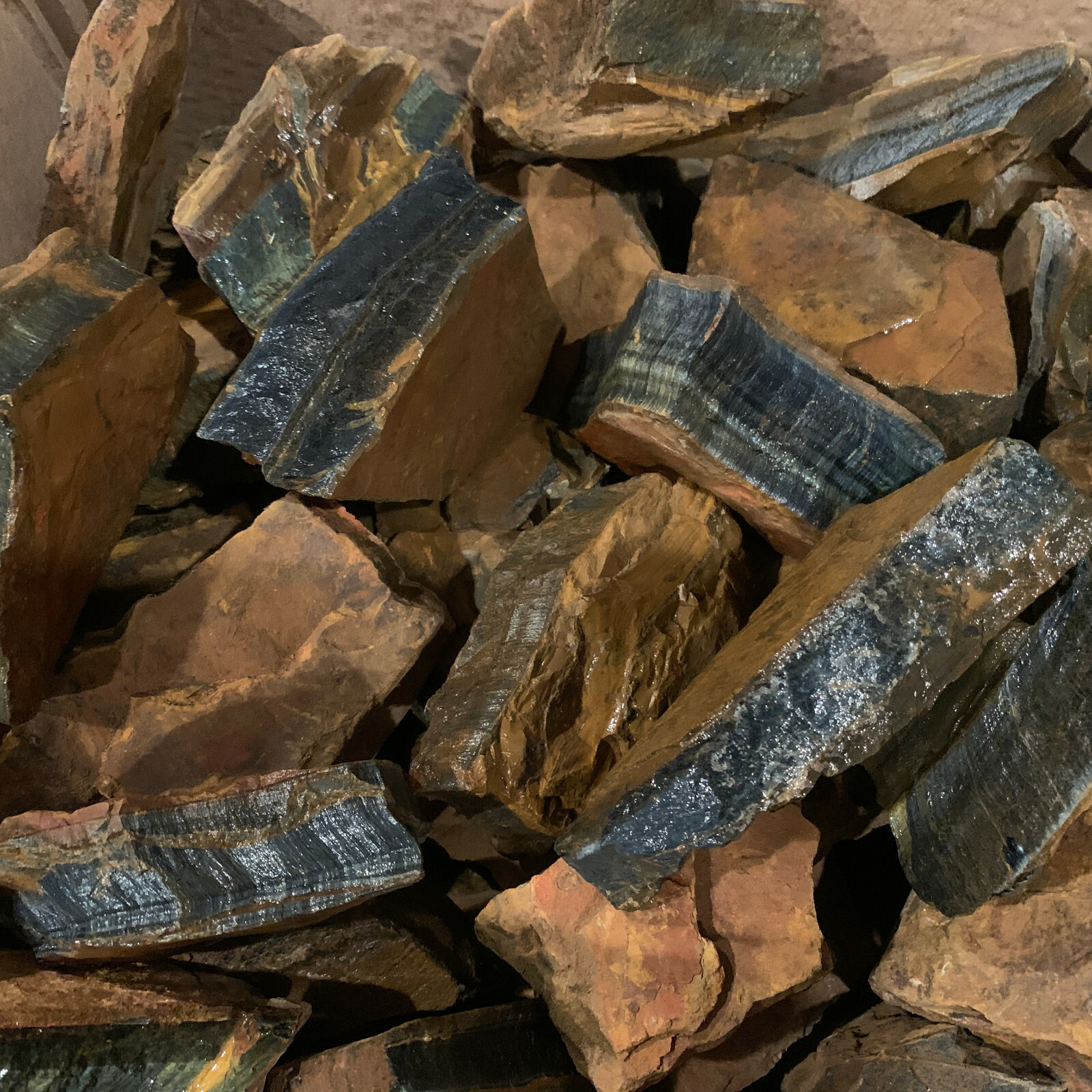 LARGE BLUE Tiger Eye Rough – 5,000 Carat Lot + a FREE Faceted Gemstone (V. RARE)
