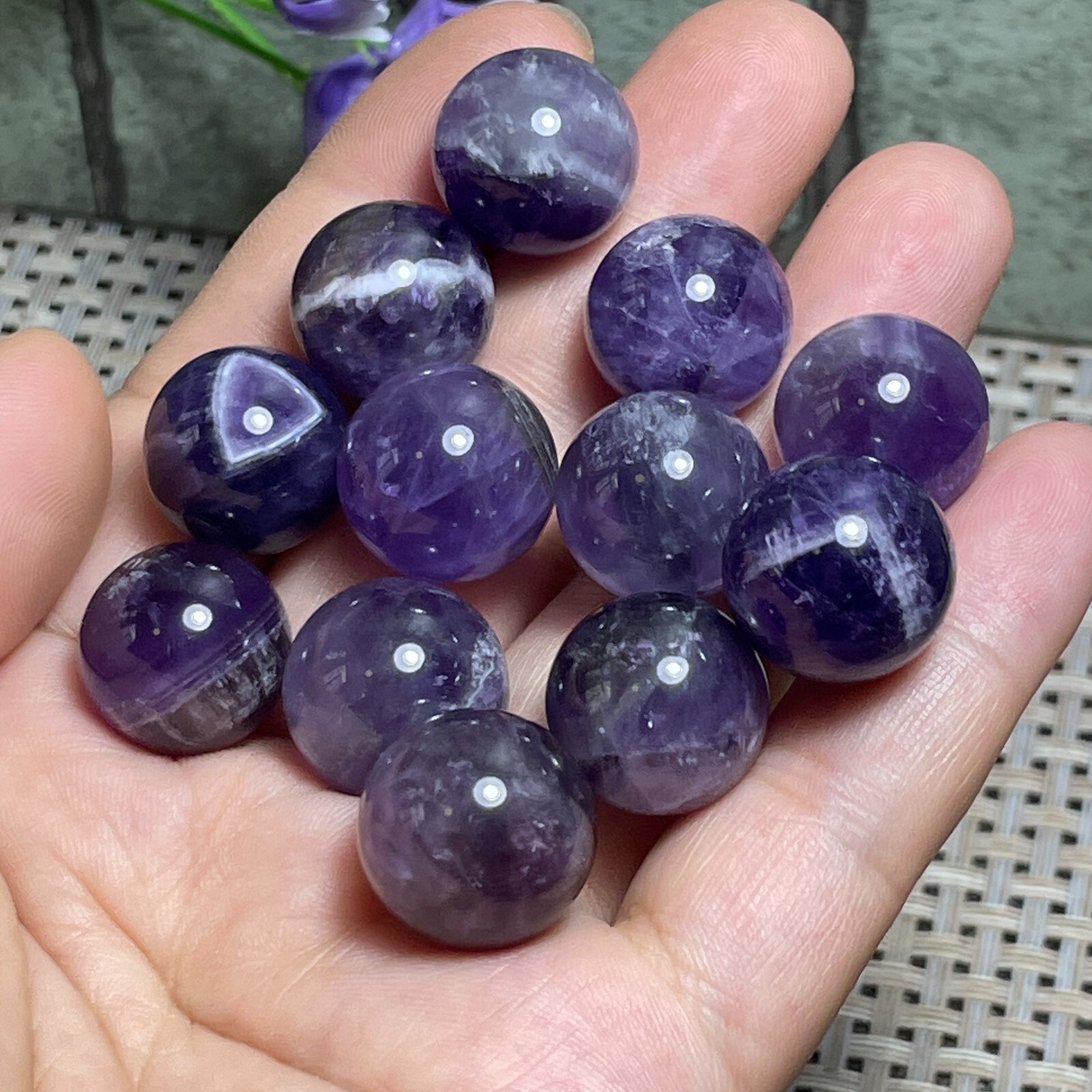 12PCS Dreamy Amethyst stone Ball Sphere Reiki decoration specimen F1