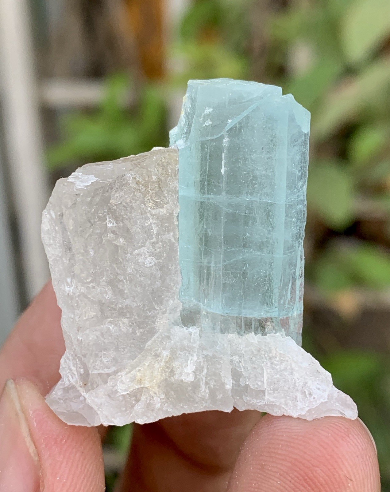 17 Gm Sky Blue Color Aquamarine Crystal With Quartz Specimen From Pakistan