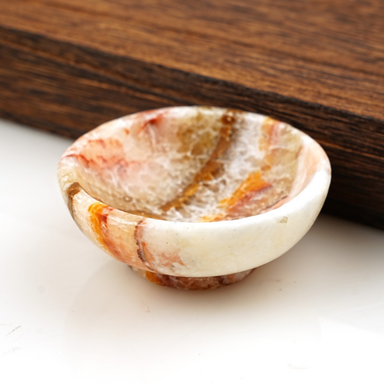 Natural Crystal Stone Bowl Hand-Carved Gemstone Mini Dish Home Decoration Gift
