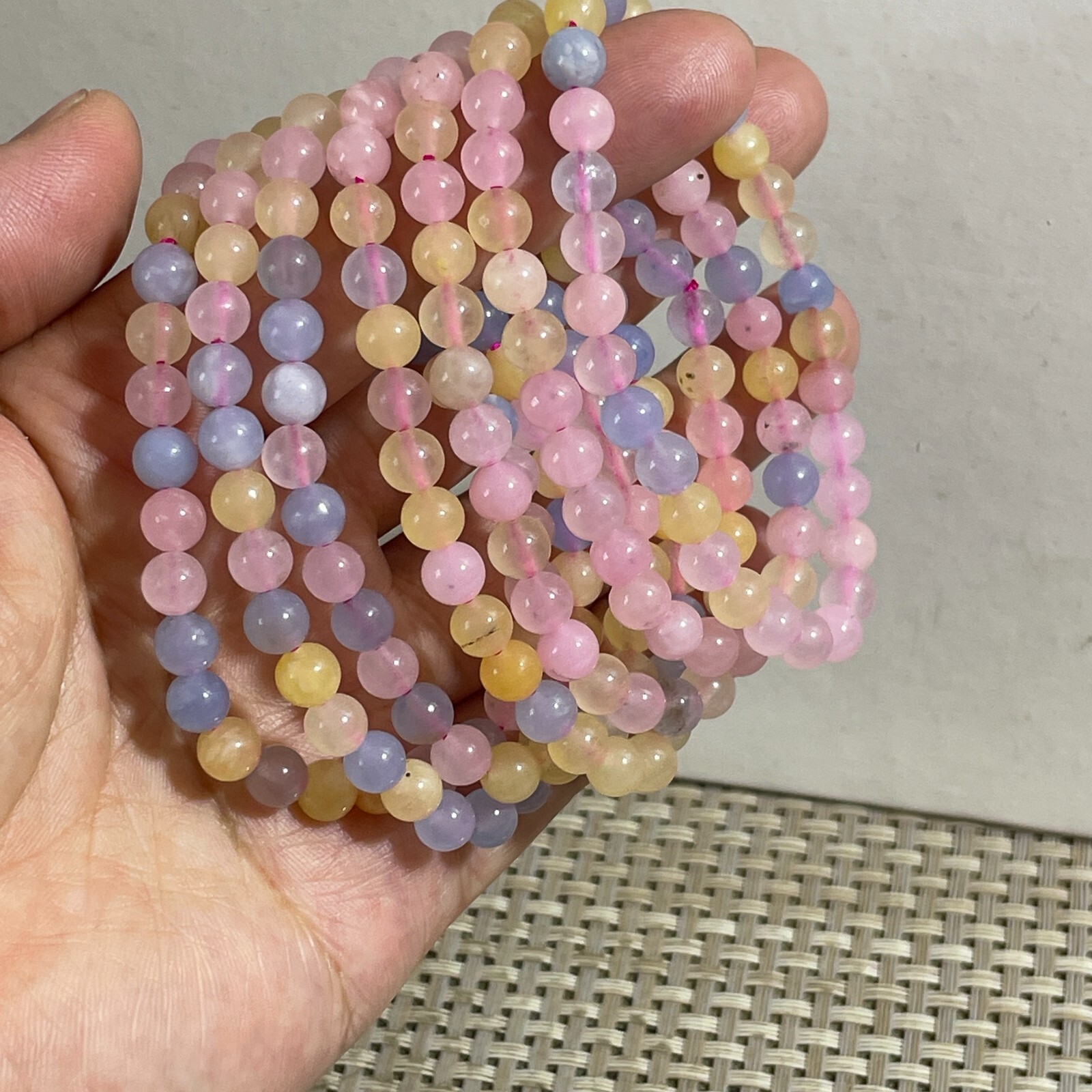 Wholesale 1 Pcs Natural mixed stone 6mm Quartz Crystal Stretch Bracelet
