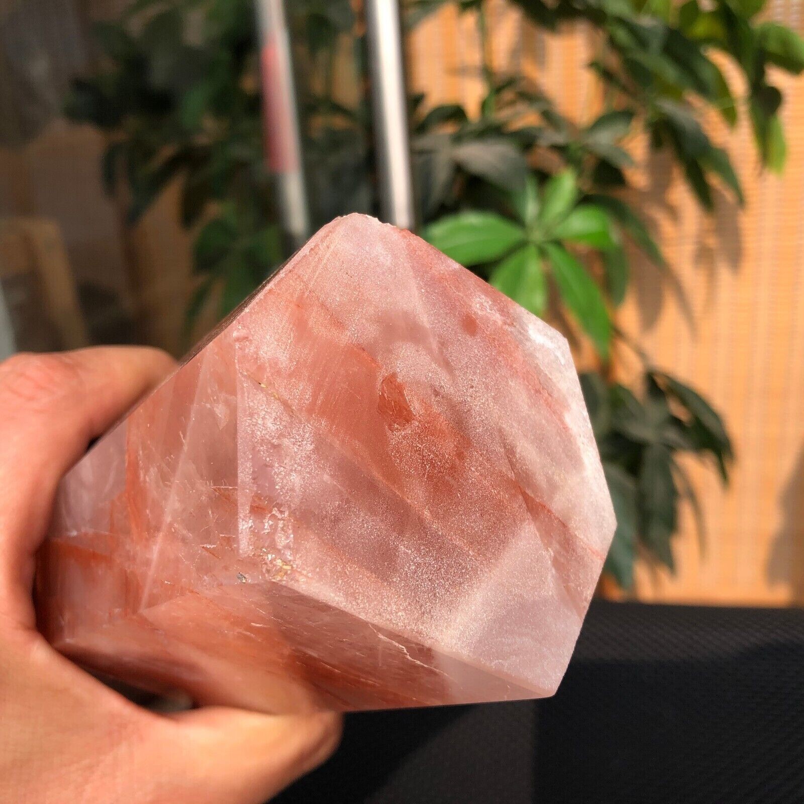 3 LB Natural 8.25″ Red Gum Flower Quartz Obelisk Crystal Wand Point Healing