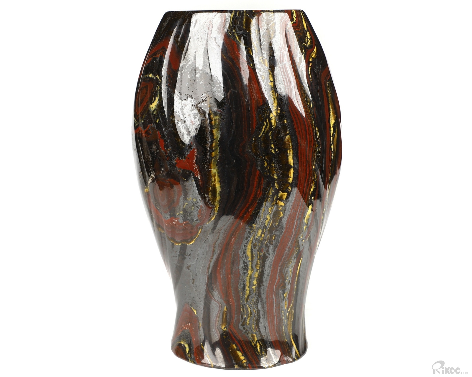 6.3″ Colorful Tiger Iron Eye Hand Carved Crystal Vase Sculpture, Crystal Healing