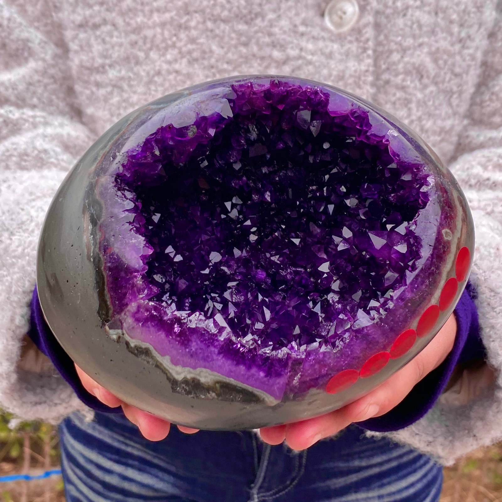 6.4LB Natural amethyst Dinosaur egg Quartz Crystal specimen healing