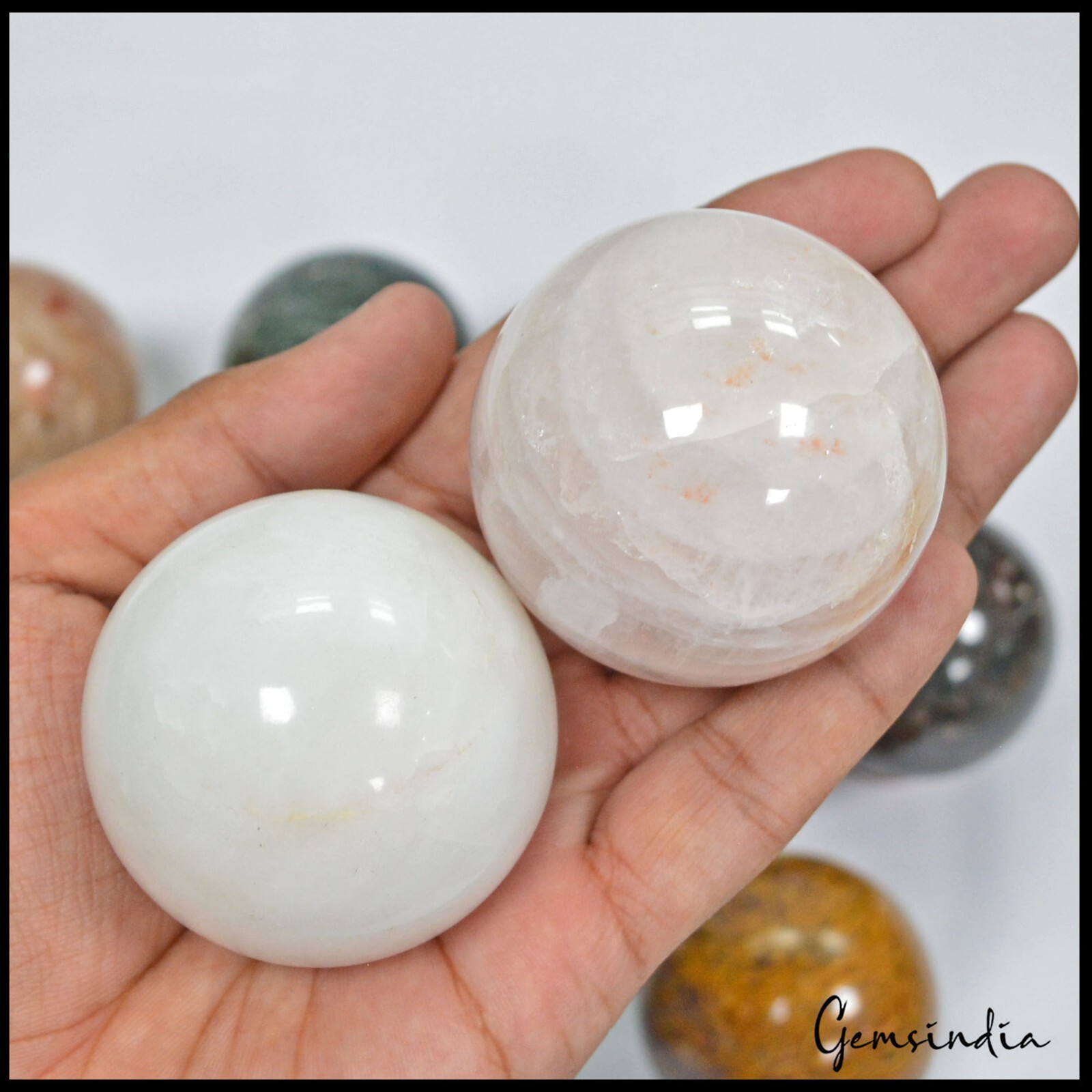 1.9kg Multi Gemstone Sphere Lot 49-52mm Natural Polished Crystal Ball Collection