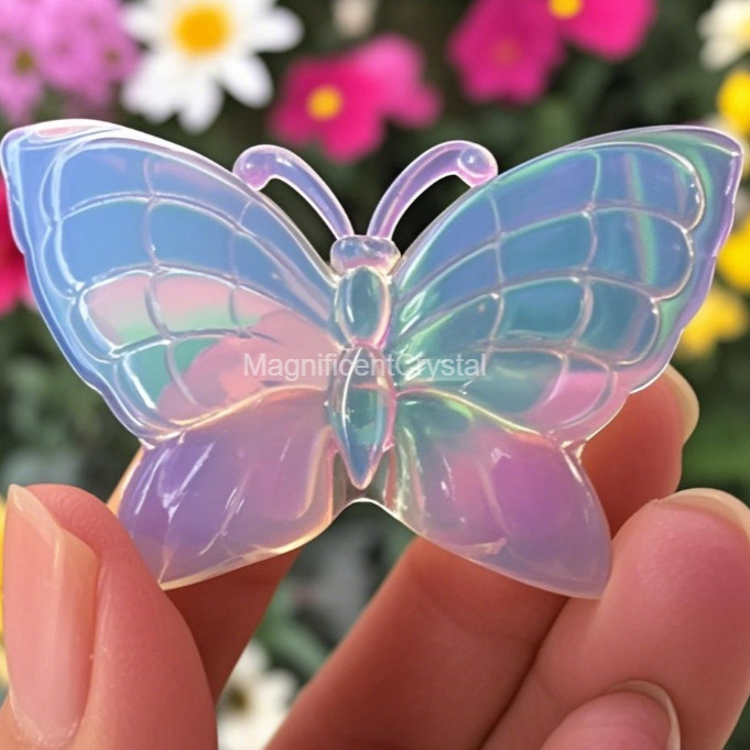 1pc Opalite Butterfly Crystal Carved Home Decor Healing Energy Housewarming Gift