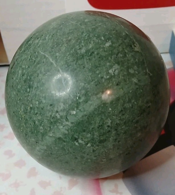 100% Natural Green Lushan Jade Aventurine CRYSTAL BALL SPHERE 4inx3.5! In.