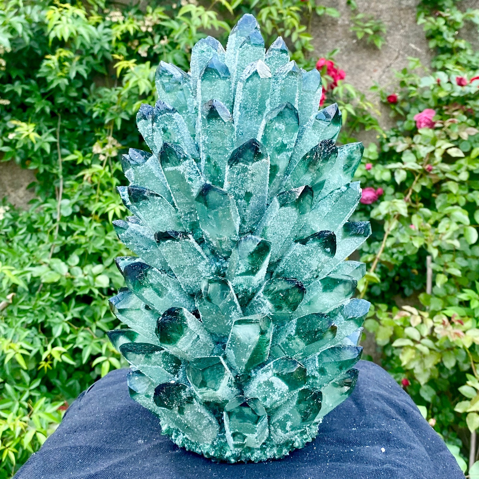 18LB New Find green Phantom Crystal Quartz Cluster Mineral Specimen Healing
