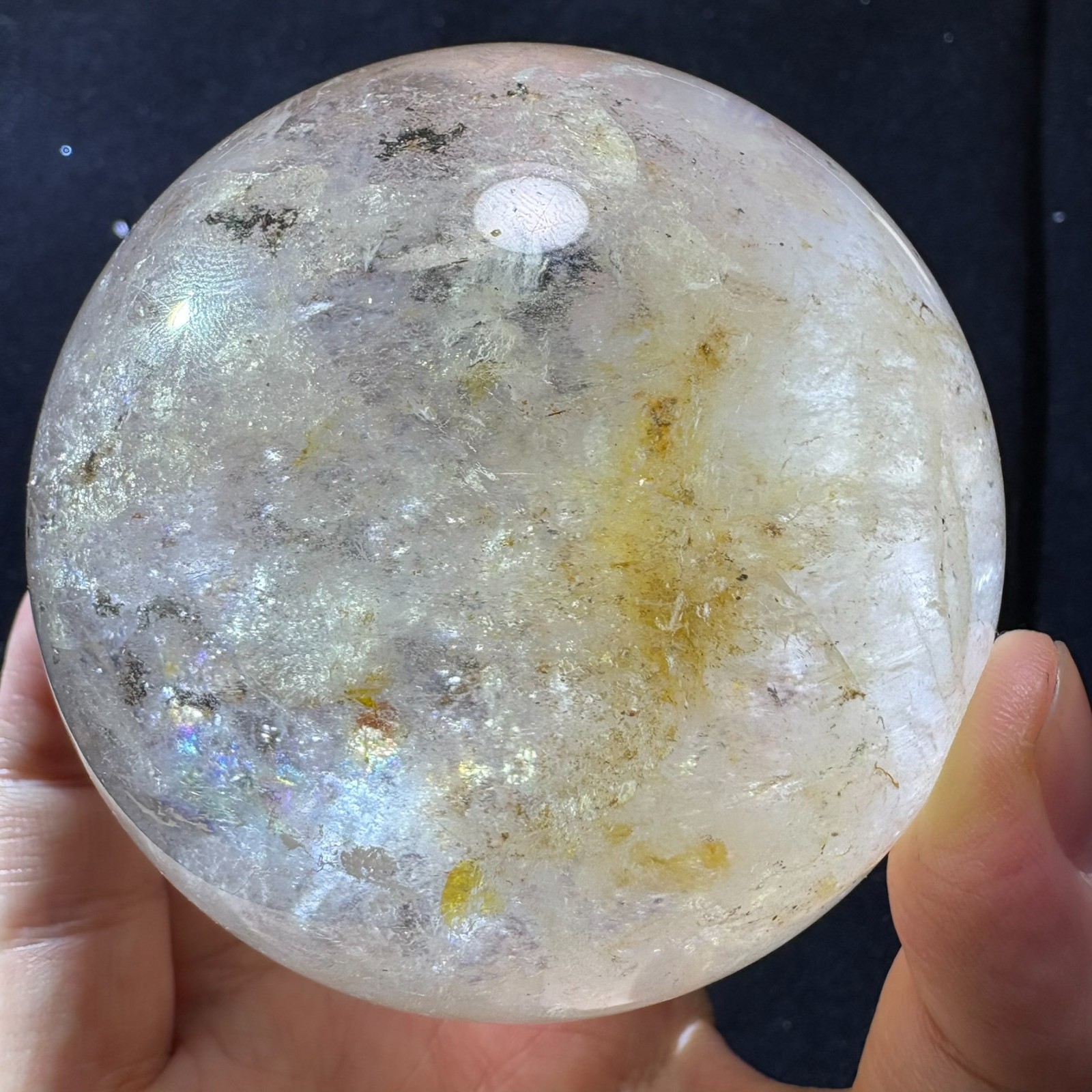 79mm Large Quartz Ball Natural Crystal Sphere w/ USB Light Stand Decoration