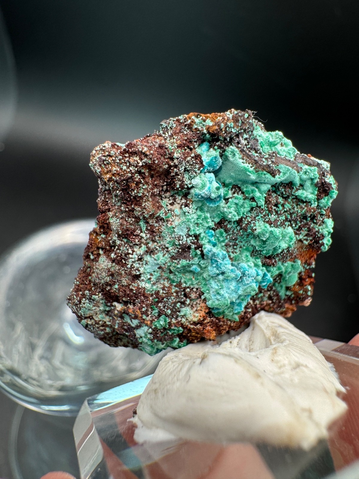 6757 Rosasite and Malachite on Matrix in Perky 8g Ojuela Mine, MX
