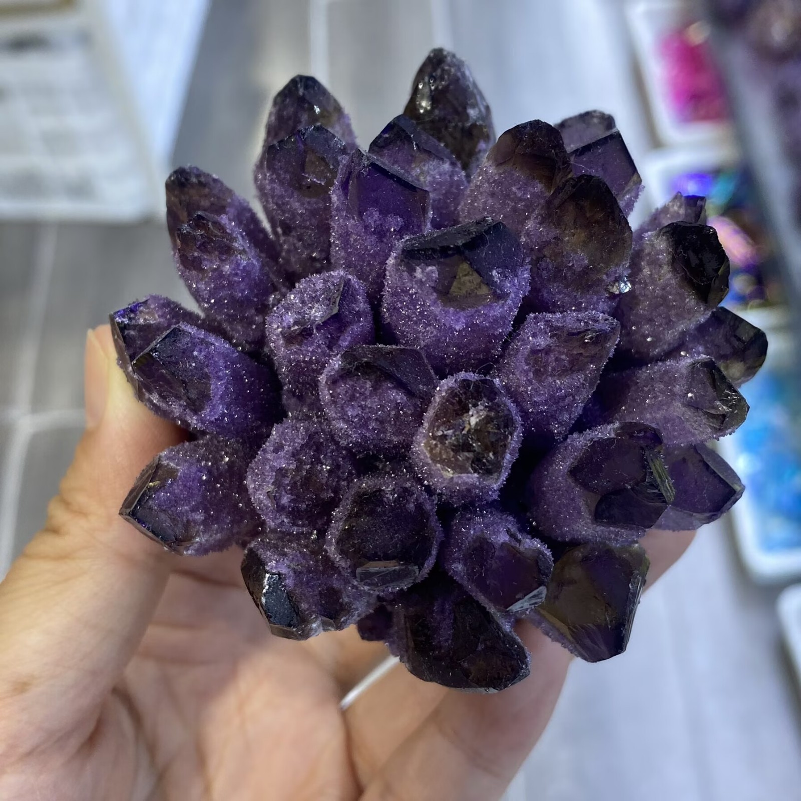 340g New purple Phantom Quartz Crystal Cluster Mineral Specimen Reiki Random