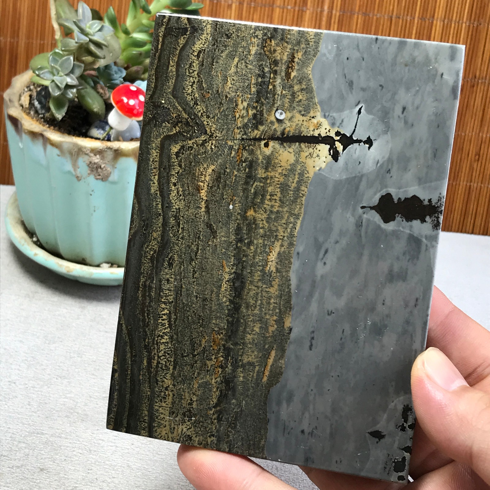 290g Natural Chinese painting stone crystal ornaments for home decoration A6423