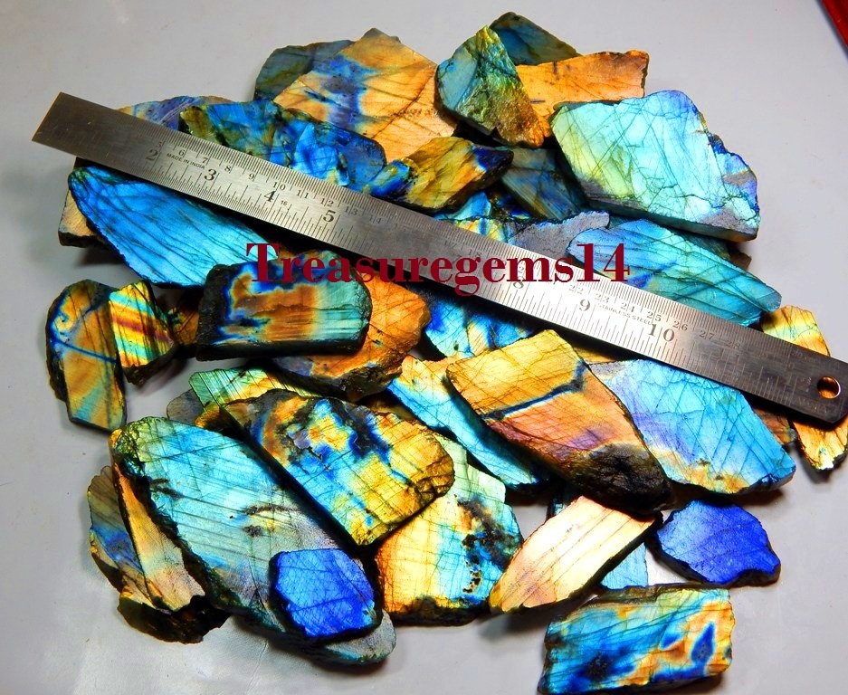1260 CT NATURAL MULTI FIRE LABRADORITE SPECTROLITE ROCK ROUGH TILE SLAB GEMSTONE