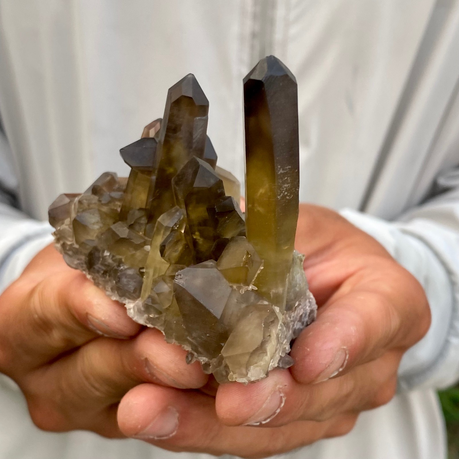 166G Natural smoky black quartz cluster crystal mineral specimen healing