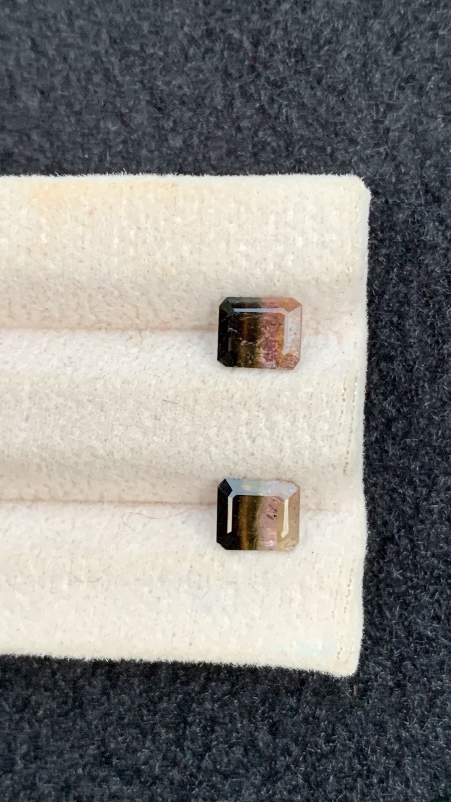 1.70ct natural rare tri colors faceted tourmaline pair 6mm