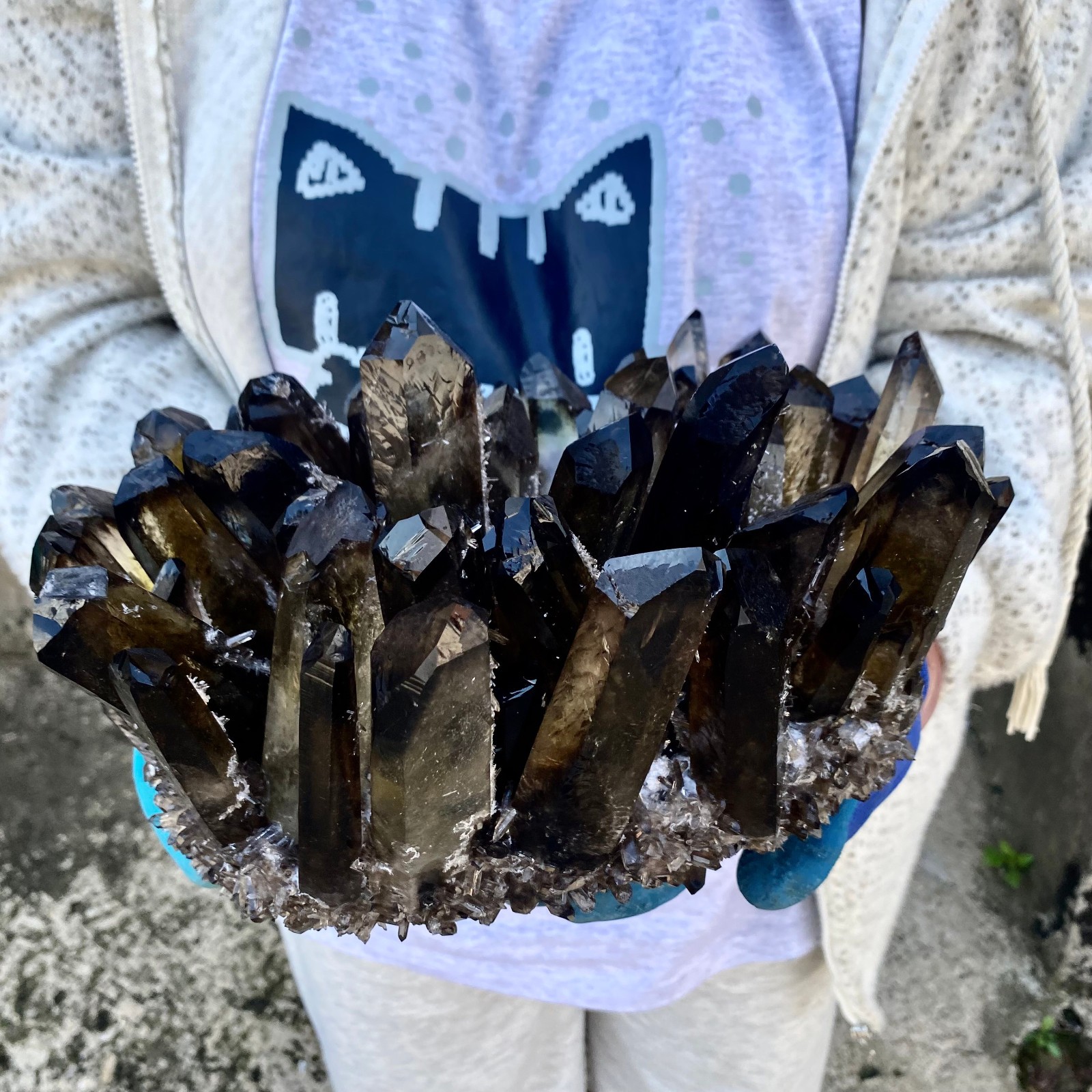 15.43LB New Find black Phantom Quartz Crystal Cluster Mineral Specimen Healing