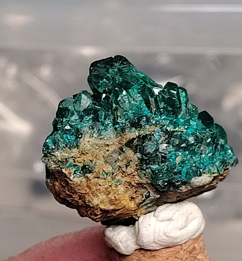 Vibrant Dioptase Crystal Cluster on Matrix – 4cm Thumbnail Mineral Specimen