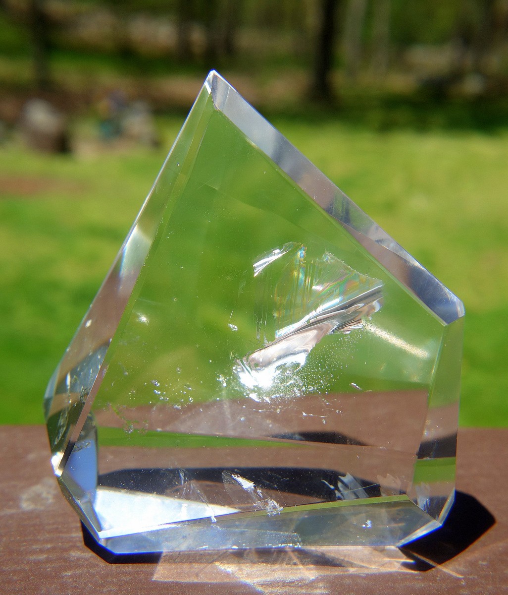 Polished Lemurian Quartz Free Form Crystal Water Clear