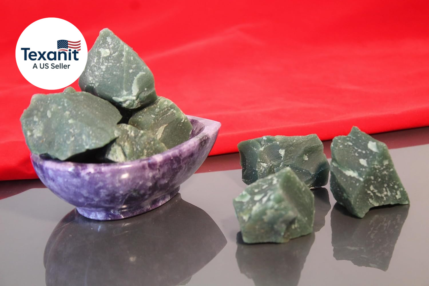 Green Jade Raw Crystals – Large 1.25-2.0” Natural Healing Stones for Luck, Prosp