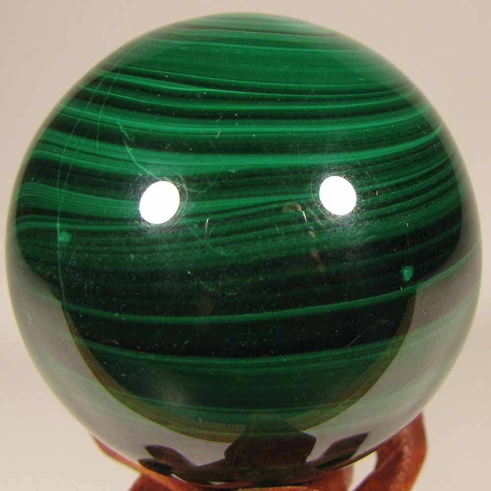 48mm MALACHITE Polished Gemstone Sphere Ball w/ Stand – Congo, Africa