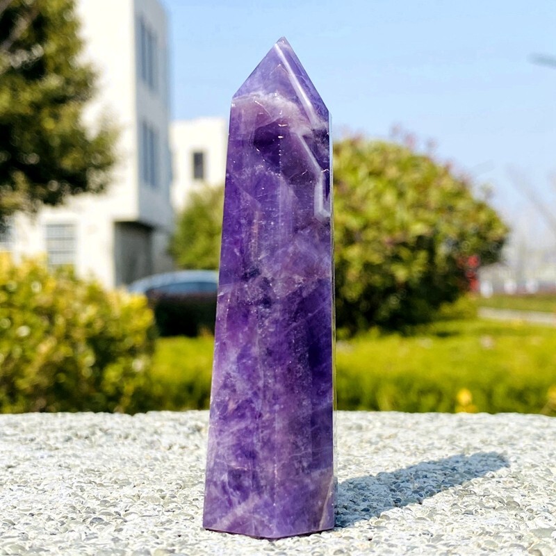 78g Natural dreamy amethyst obelisk quartz crystal energy column