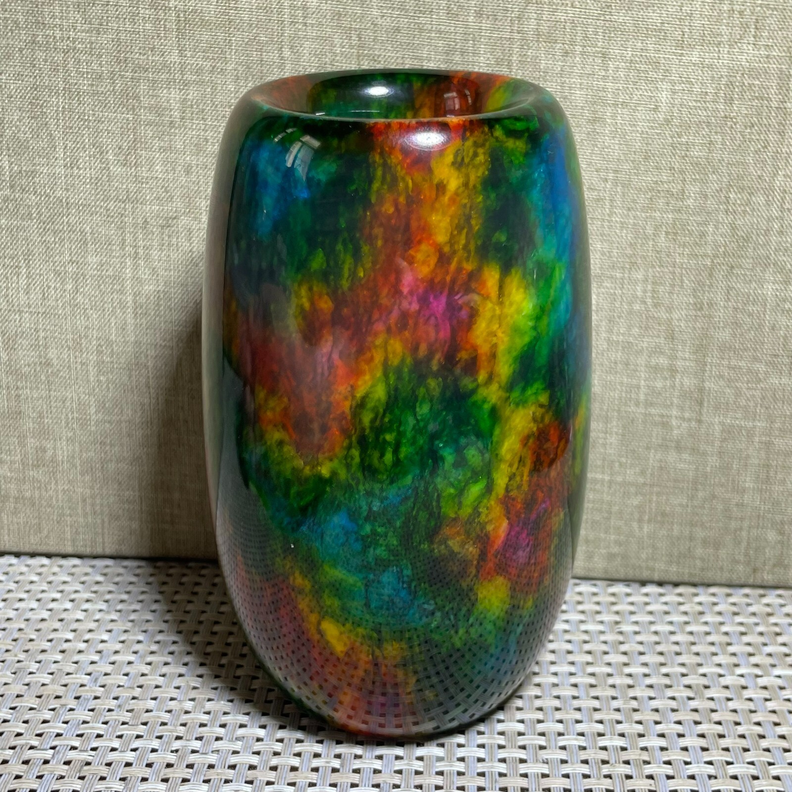 “Seven Colors Jade” vase specimen Penholder -Taiwan China 128mm A5