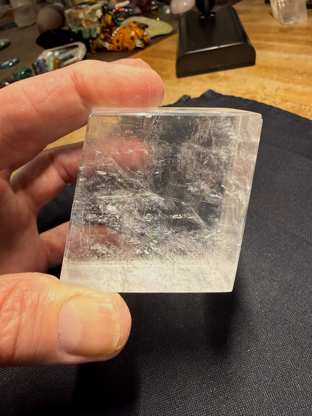 Calcite Rhombus Translucent Crystal Gemstone Cube Specimen 000