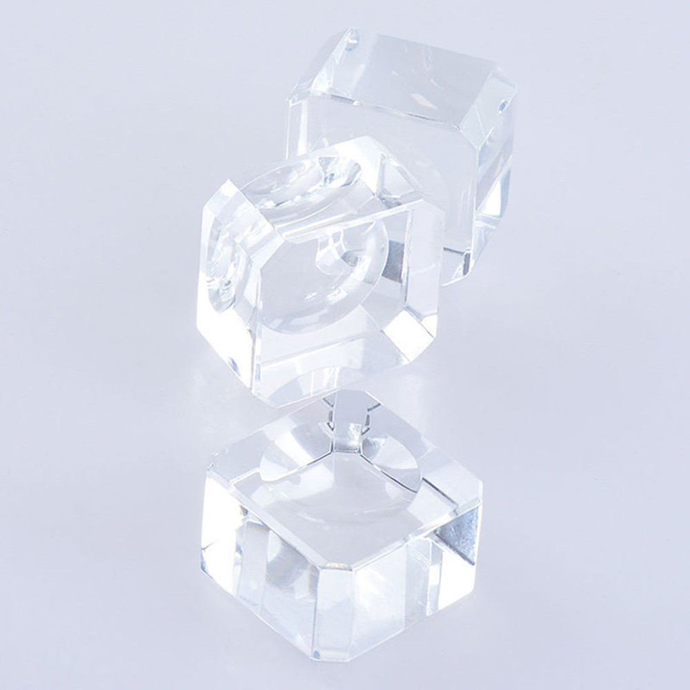 10PCS Glass Sphere Square Dimple Blocks Crystal Ball Display Base Stand Holder
