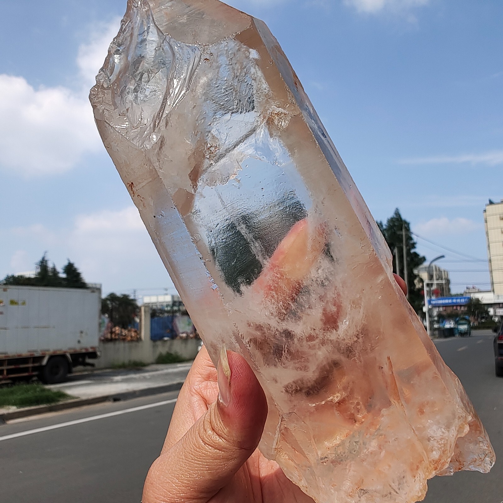 2.71LB Bright LEMURIAN Healer Quartz Crystal RECORD KEEPER Dazzling X889