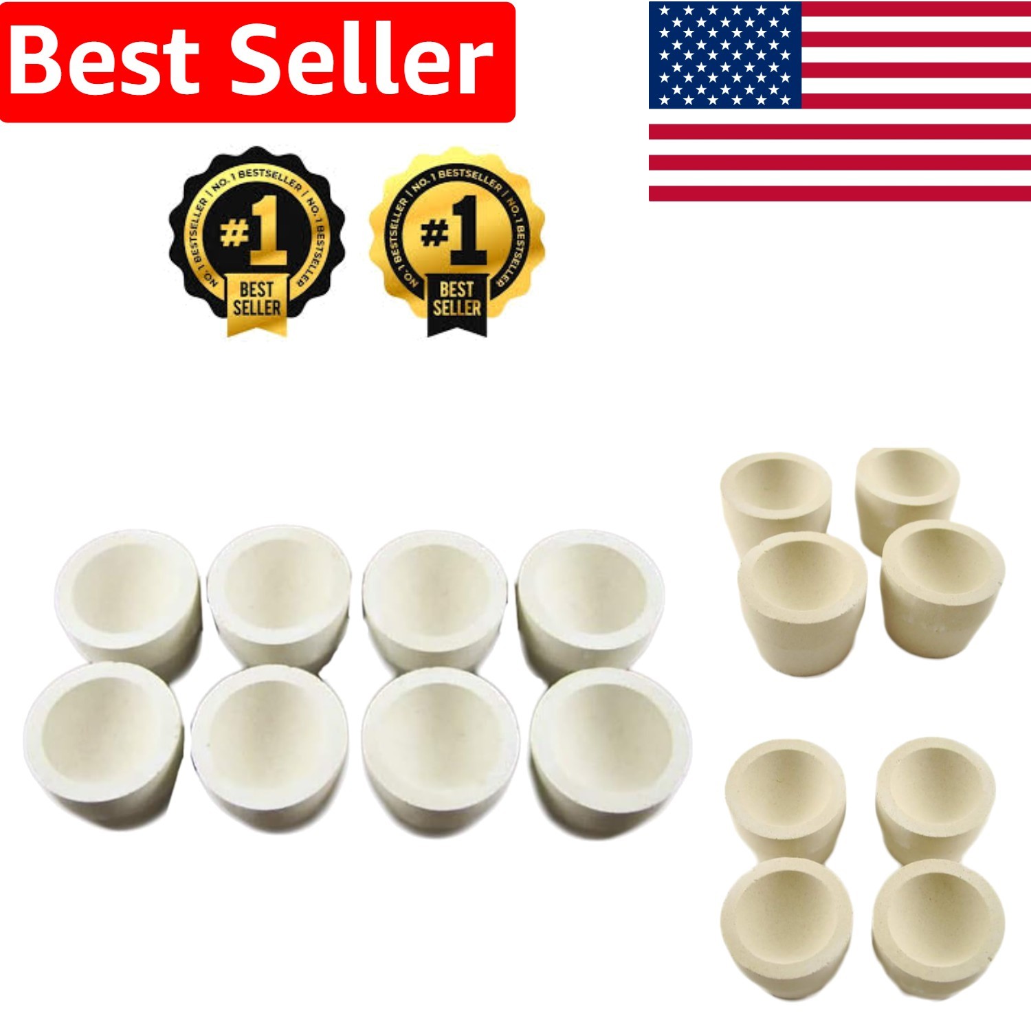 Lot of 8 – 1-3/4″ Gold Assay Cupels | Dead Burnt Magnesia for Refining