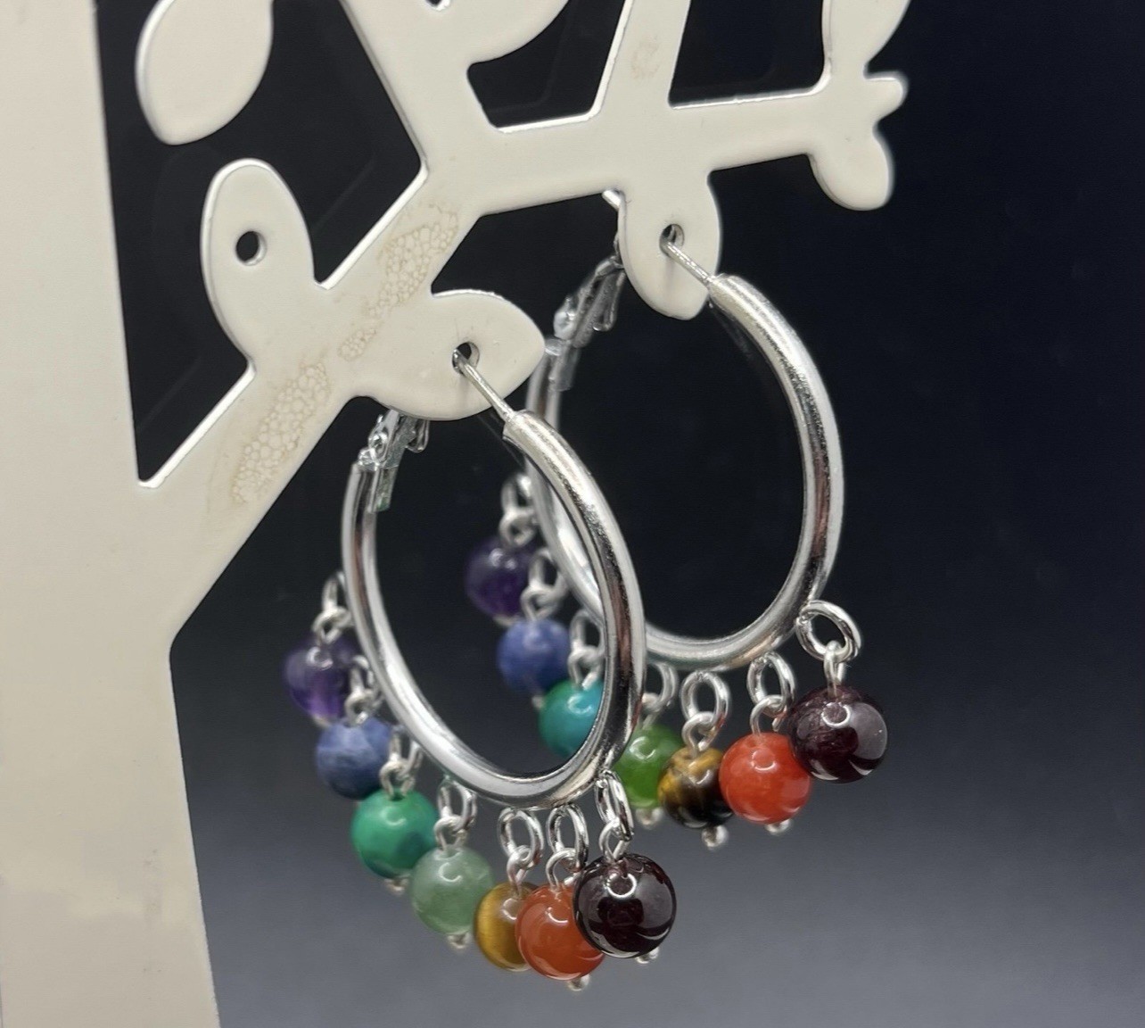 7 Chakra Genuine Stone Earrings