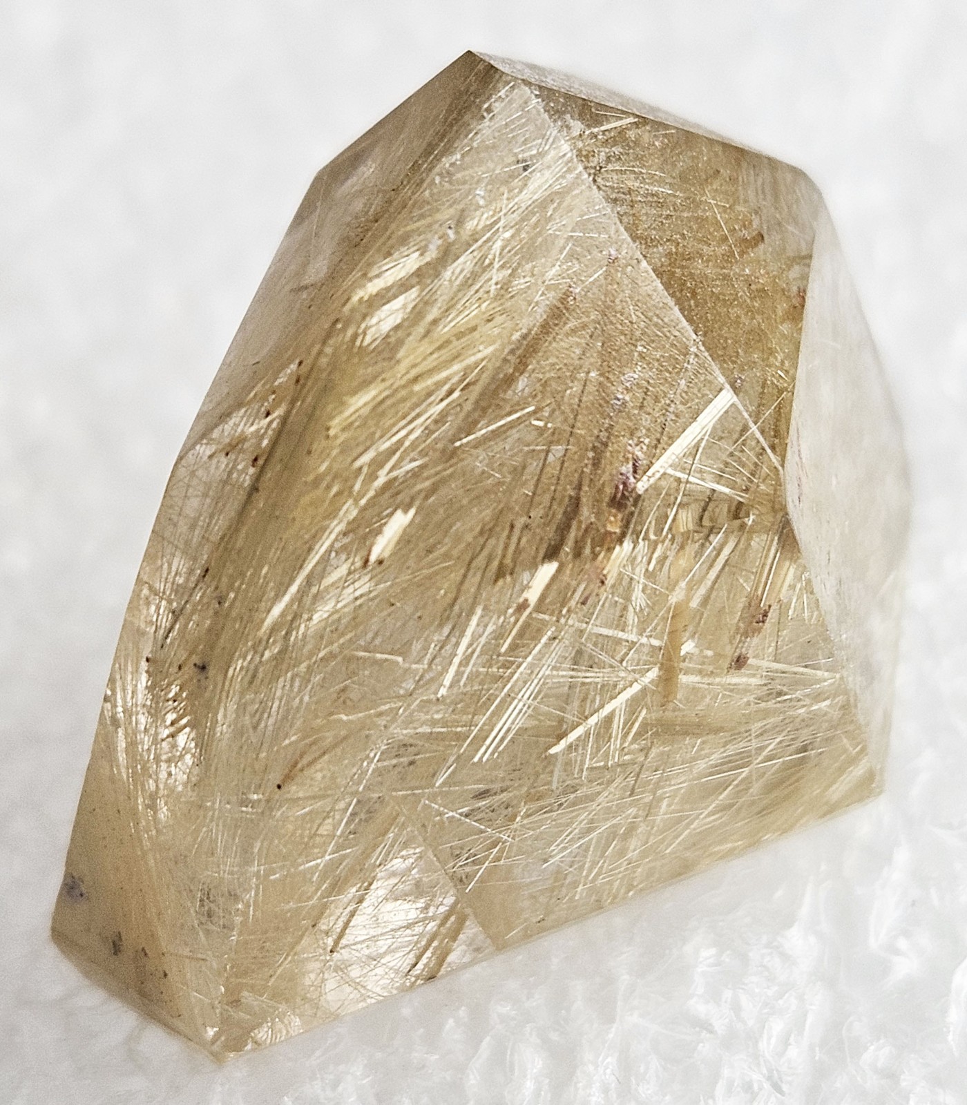 Lustrous Golden Rutile in Quartz Point, Brazil, 1” x 0.8” x 0.7” + Free Stand