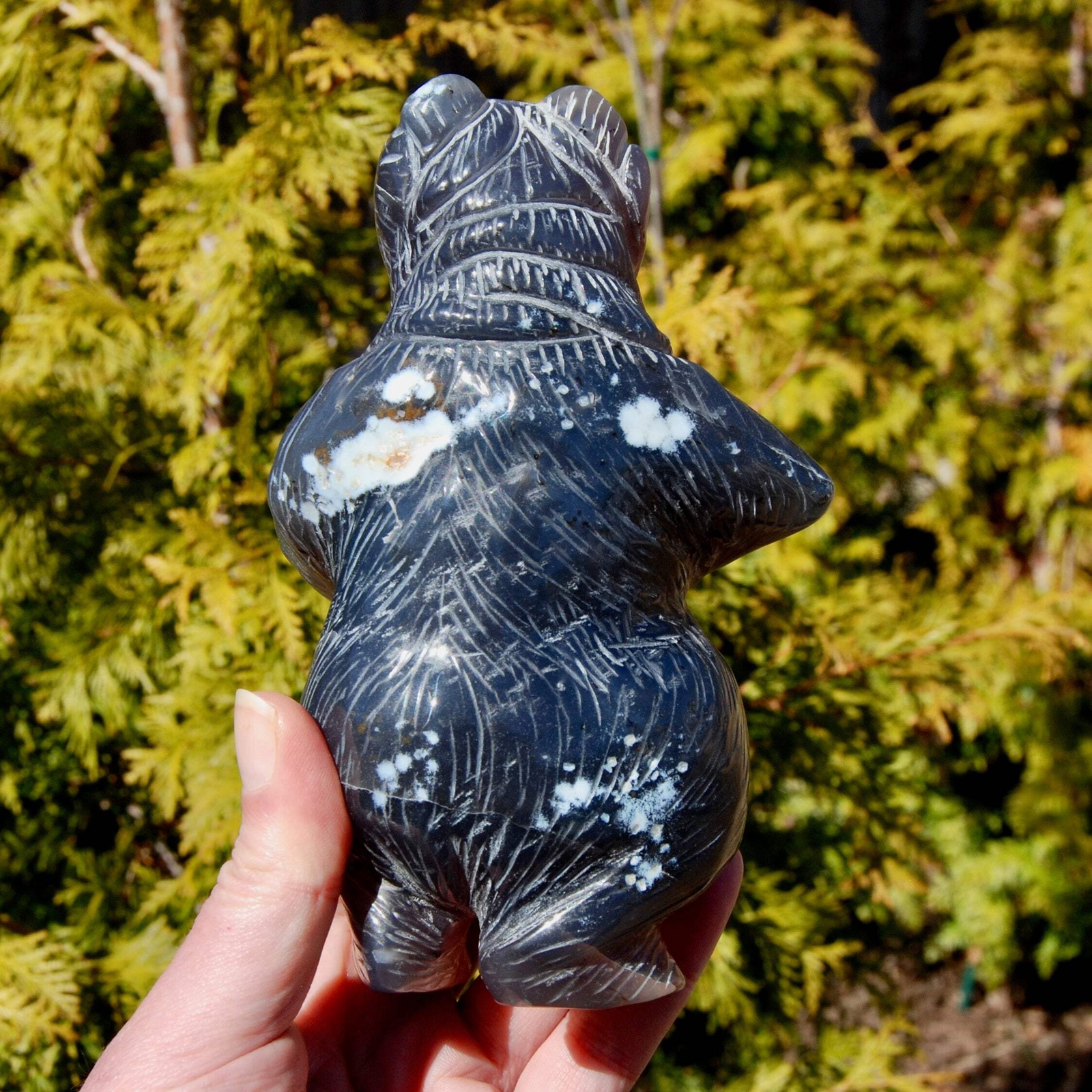 6in XL 1.9lb Agate Geode Carved Crystal Bear