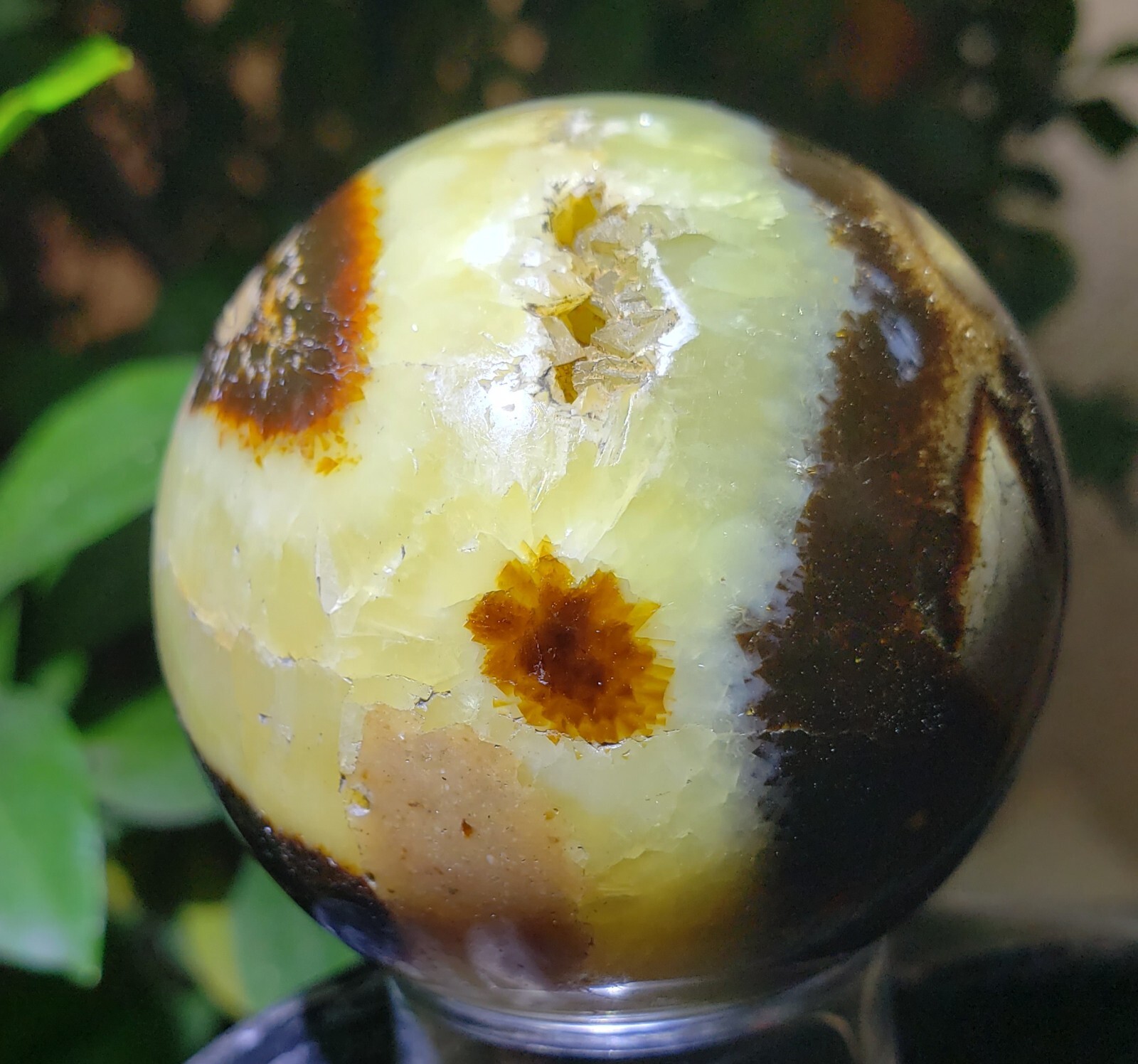 2.0″ Natural Septarium Septarian Dragon Egg Phosphorescent UV Crystal Sphere