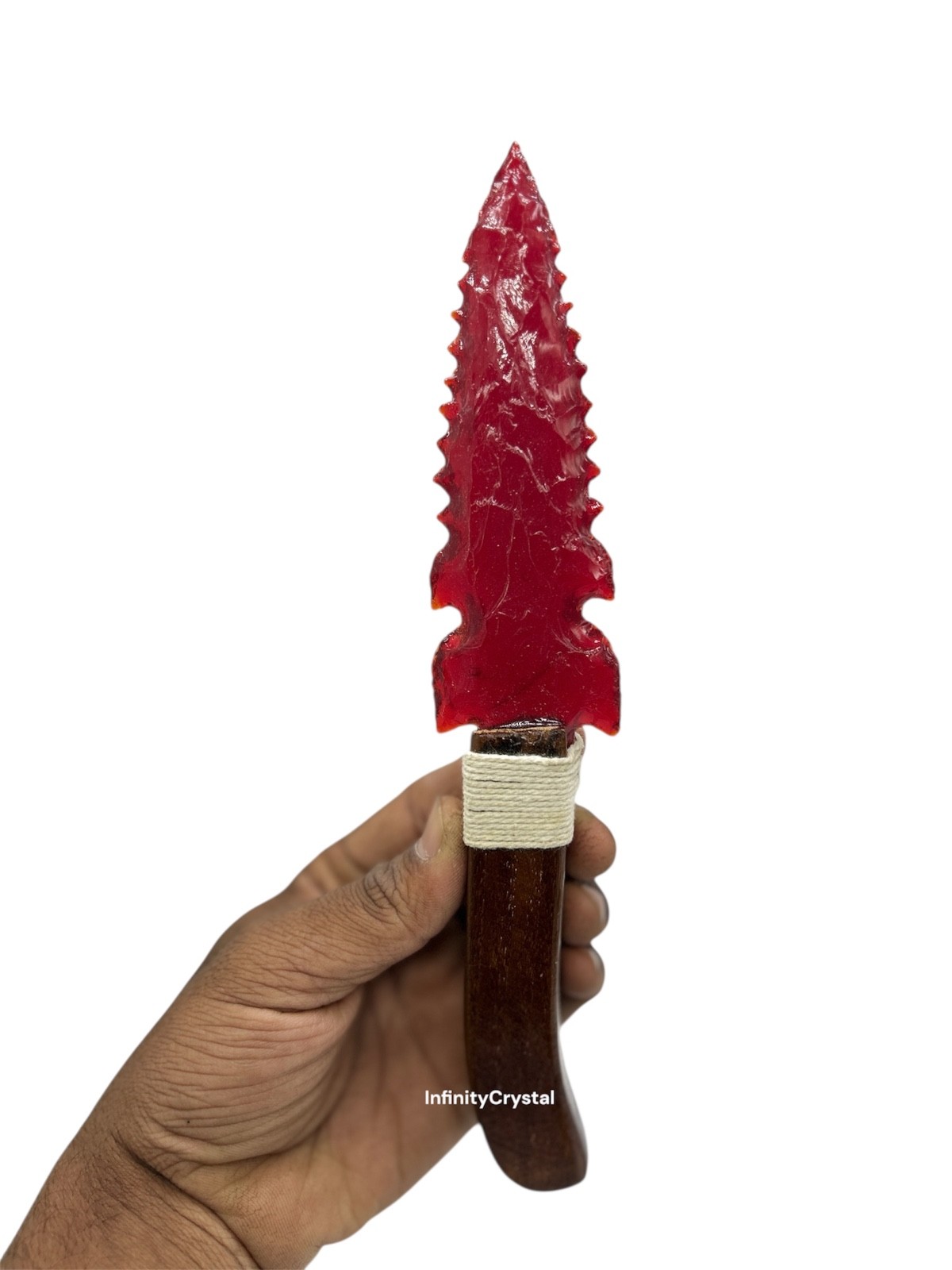 Handmade Red Obsidian Glass Knife Dagger 10” Wooden Handle Collectores Gift
