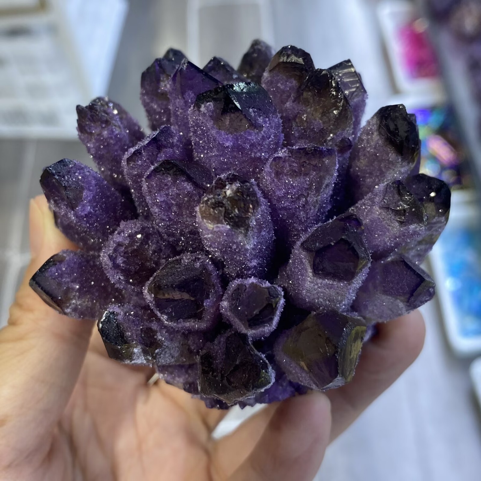 340g New purple Phantom Quartz Crystal Cluster Mineral Specimen Reiki Random