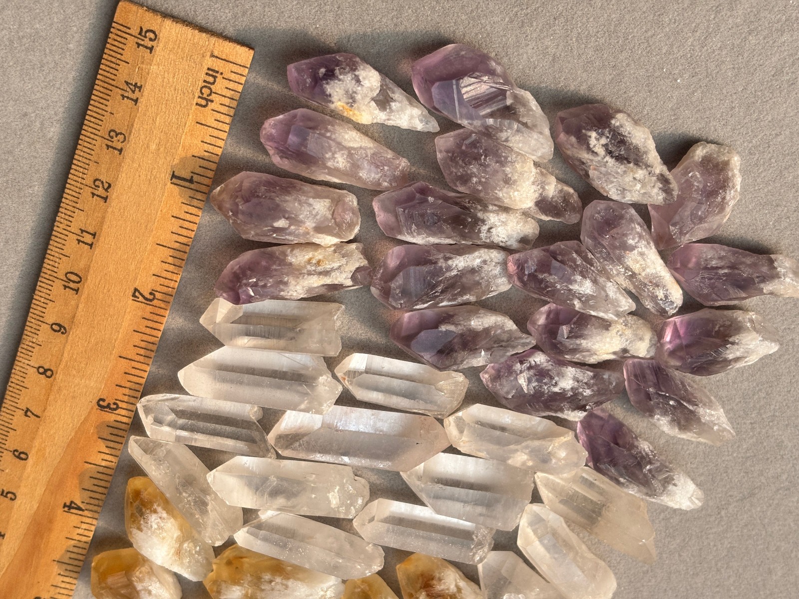 1/2 lb Mixed Lot Amethyst Citrine Clear Quartz Points Crystal Collection