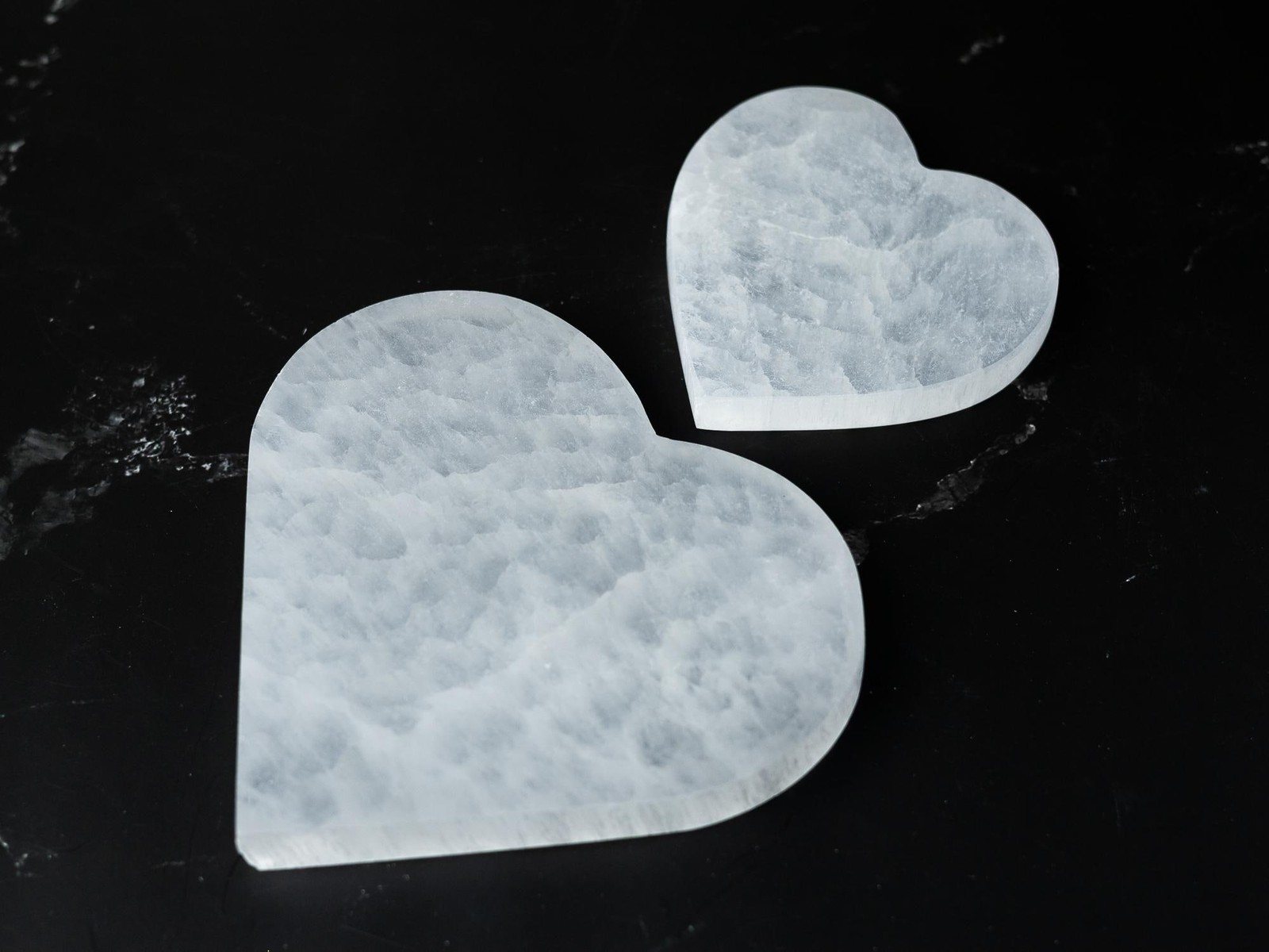 Selenite Heart Plate Flat Crystal Stone Holder Natural Selenite Gift Choose Size