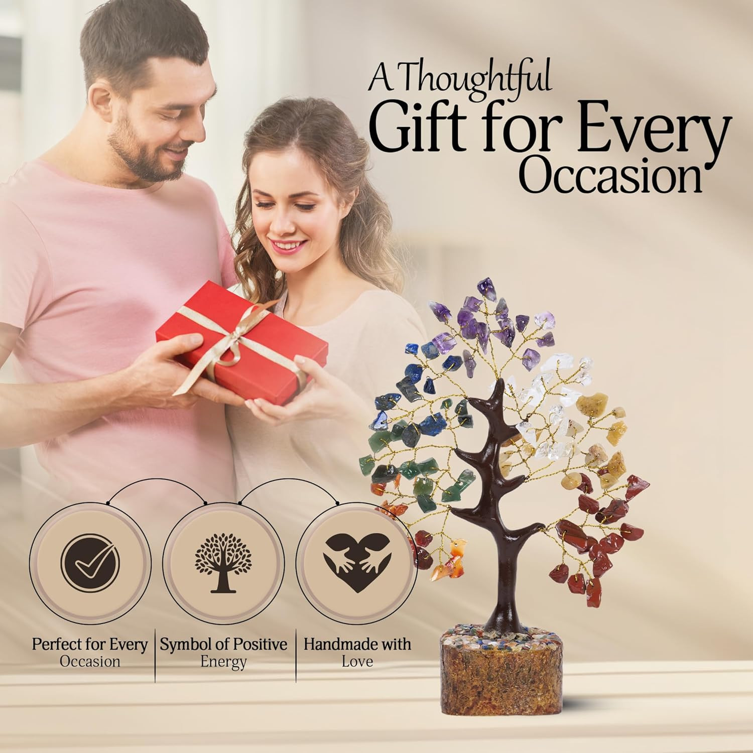 7 Chakra Tree of Life, Gemstone Tree, Birthday Gifts for Women, Crystal Home Dec
