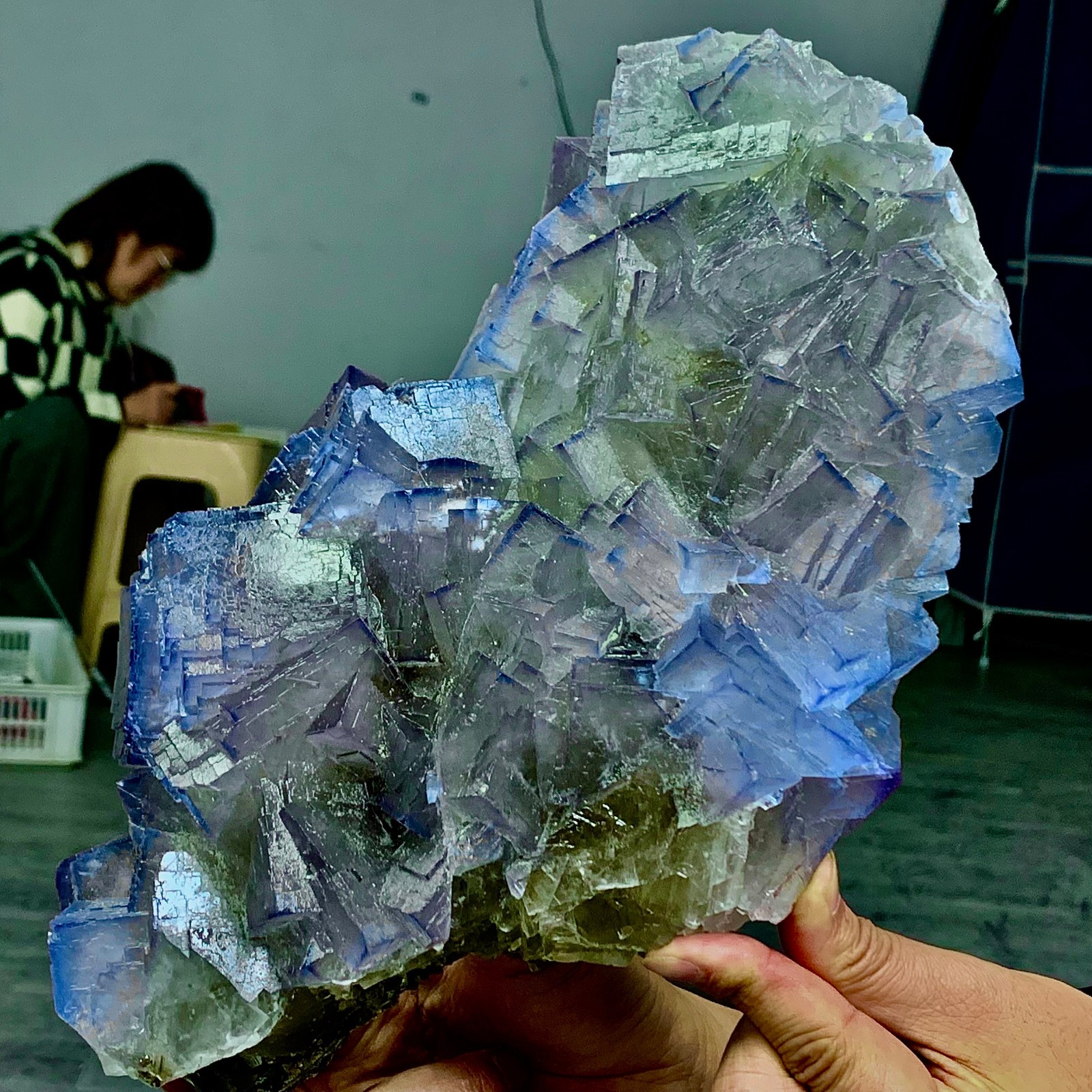 9.57LB Natural purple QR code fluorite cubic crystal mineral specimen