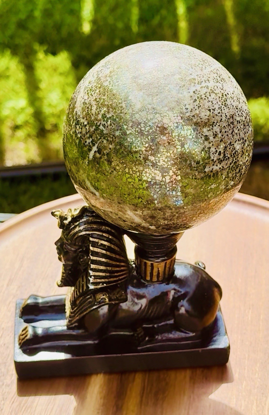 3 Lb. 14oz. Pyrite And Quartz Sphere (97mm) On Egyptian Stand