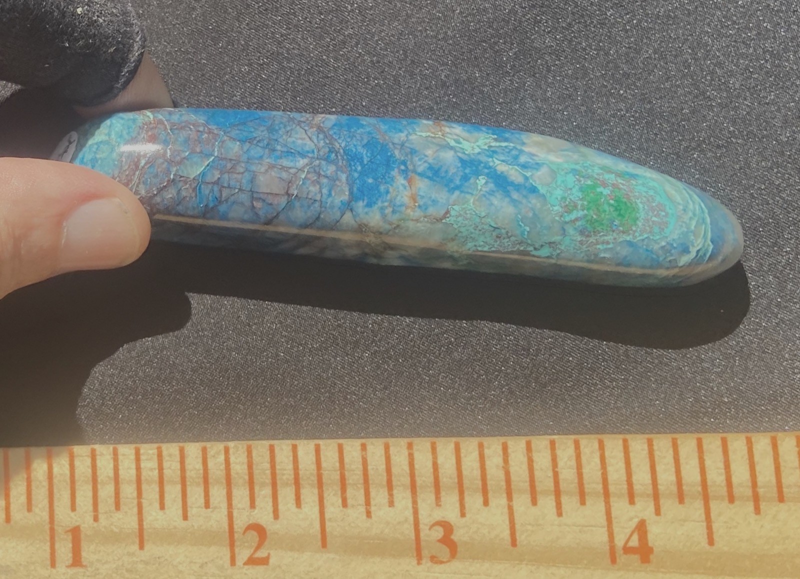 SHATTUCKITE BIG VERY FINE MASSAGE WAND CERULEAN BLUE POLISHED 15 GRAM NAMIBIA