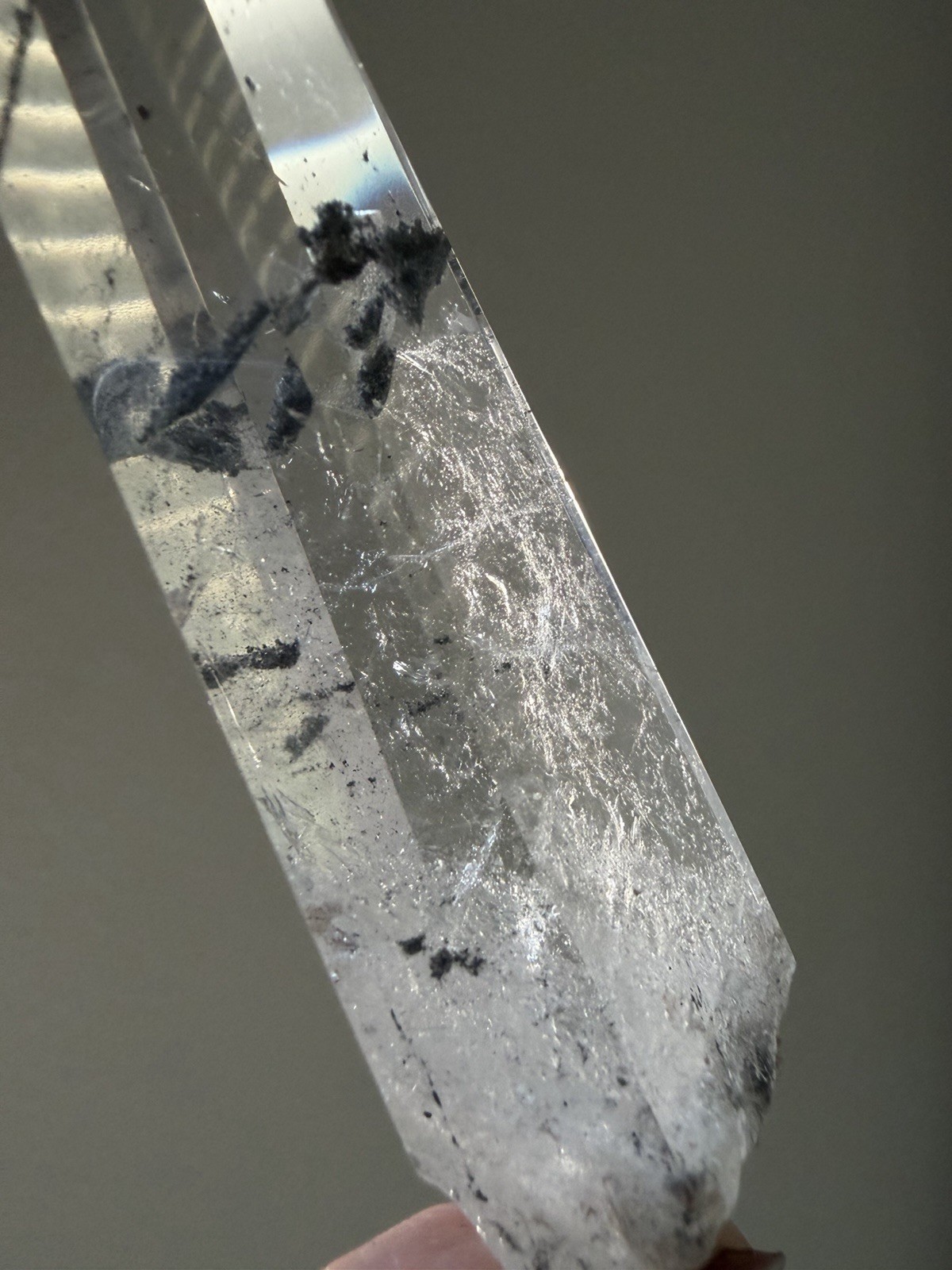 Brazil Lemurian Quartz with Black Scenic Inclusions | Semi-Polished High Clarity