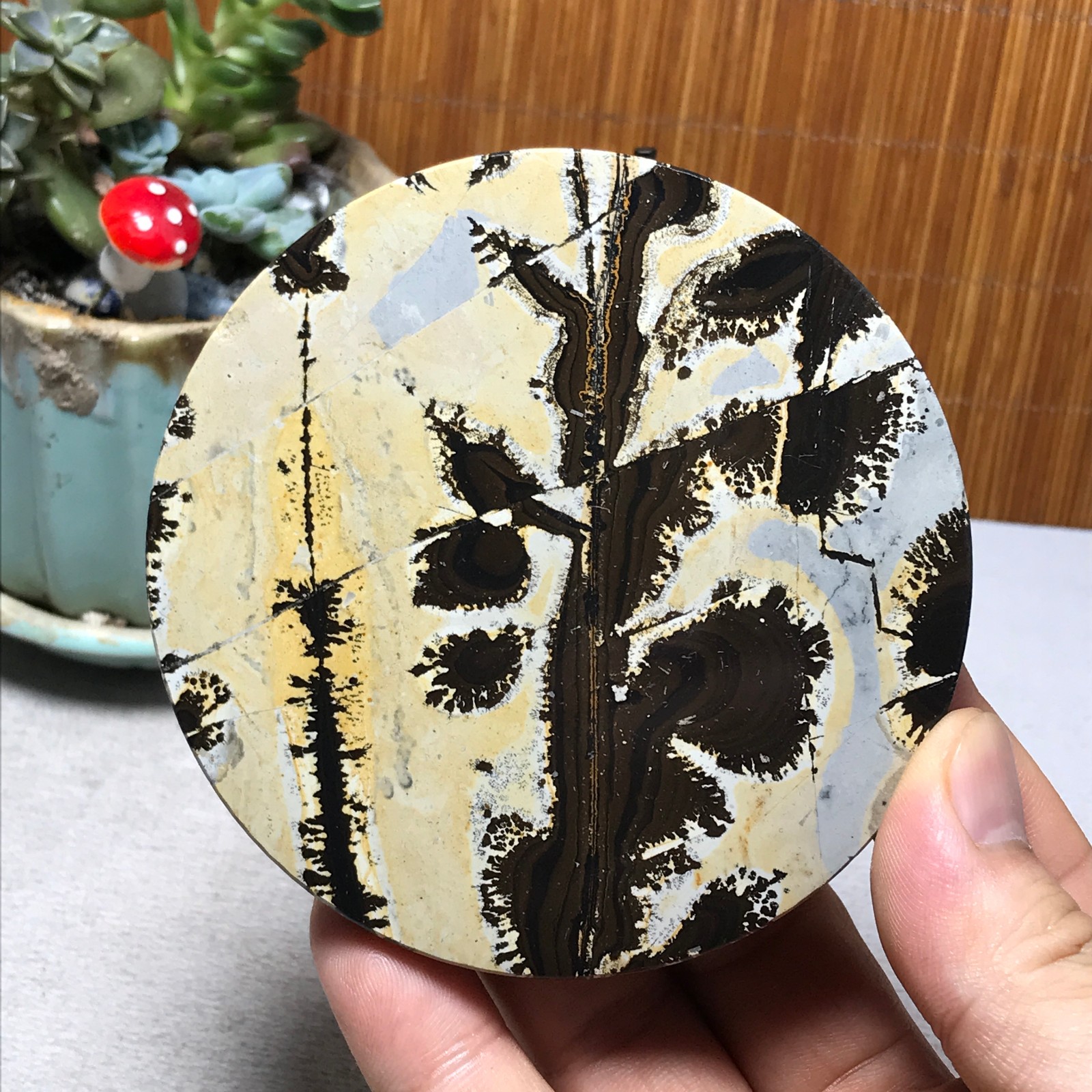 93mm Natural Chinese painting stone crystal ornaments for home decoration A6445