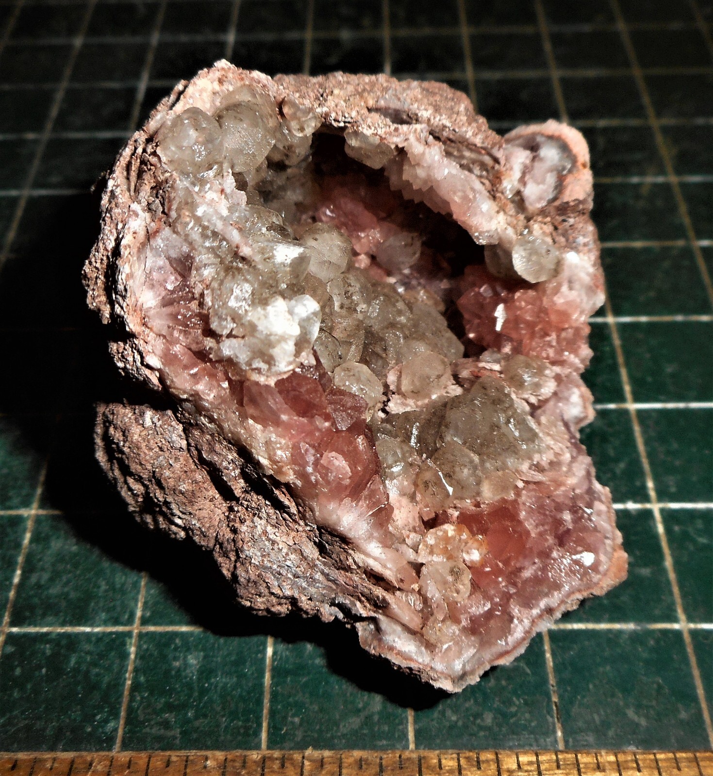 Rare Yellow & Rose Quartz Crystal Cluster Geode. Pink Stone Specimen Brazil RQ57