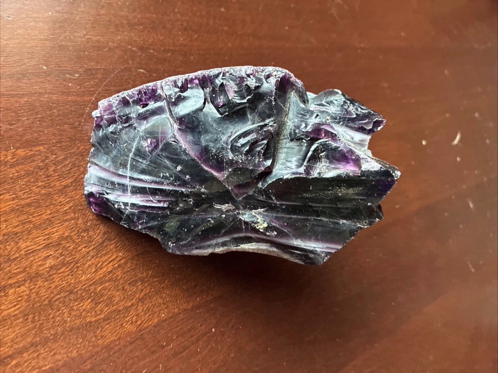 DEEP PURPLE/MULTICOLOR FLUORITE GLASS SLAG? PIECE~Great Looking; Hefty Sample