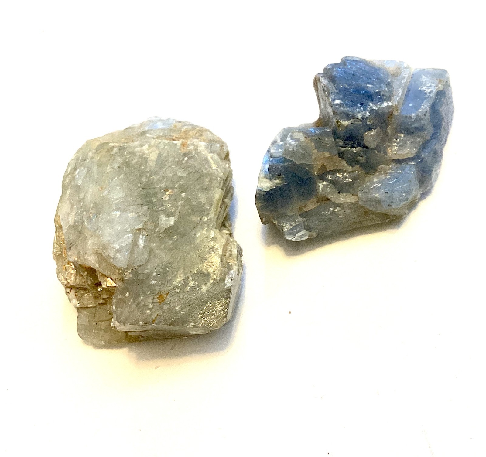 Calcite Stones, Blue and Gray Crystal Specimens, Natural Rocks